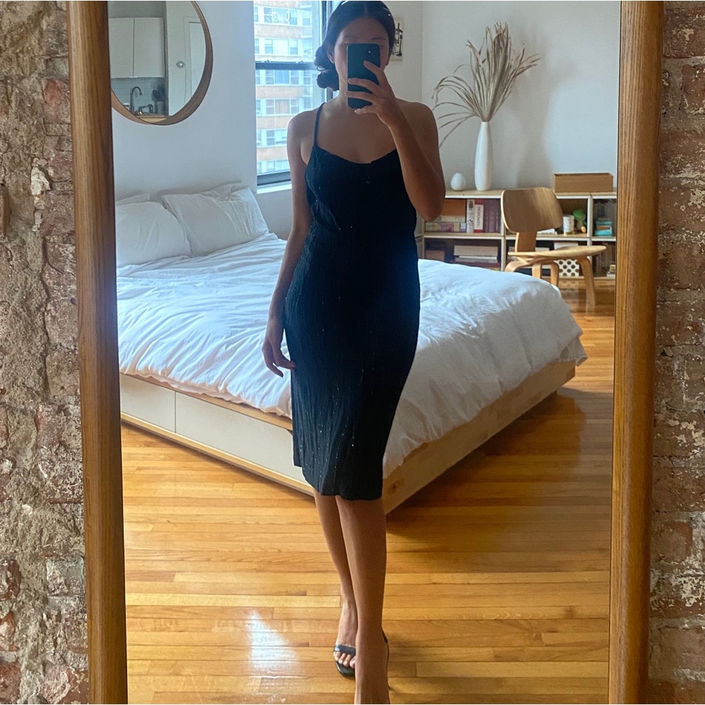 Versus Versace vintage 90s black back cowl party slip dress